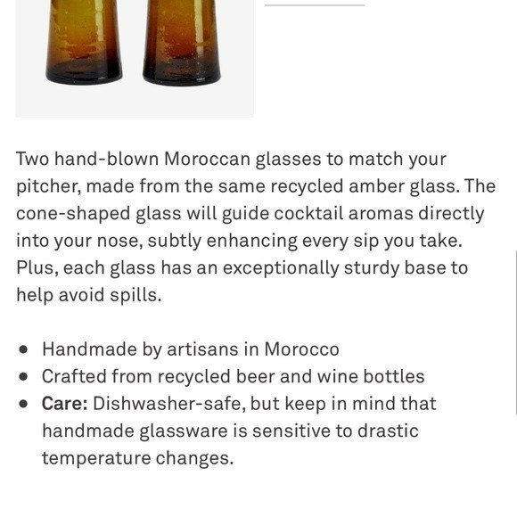 Moroccan 4 Piece Hand-blown Amber Glass Pitcher and Glasses Set - Picture 11 of 14